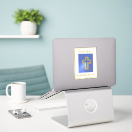 Religiöse Christus ist Risen Gold Cross Blue Oster Aufkleber