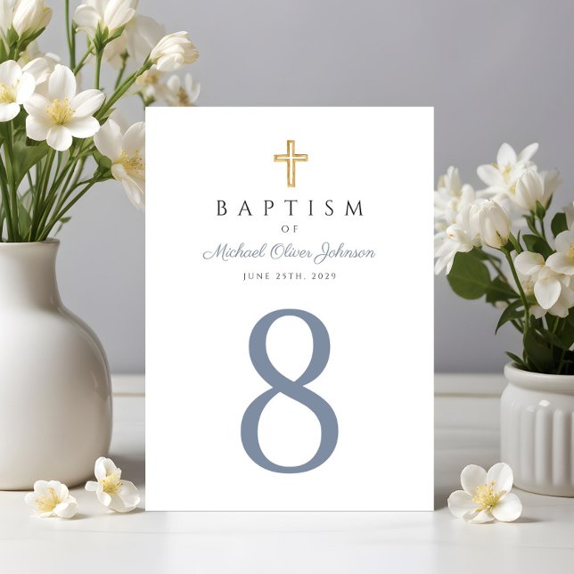 Religiöse Cross Blue Boy Taufe Tischnummer (Religious Cross Blue Boy Baptism Table Number)