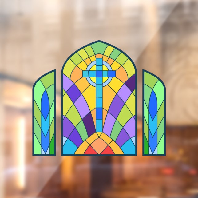 Religiöse Cross-Imitate verklebte Glasdekoration Fensteraufkleber (Blatt 2)