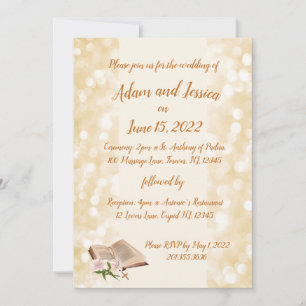 Religiöse Elegeant Classic Gold Design Hochzeit  Einladung