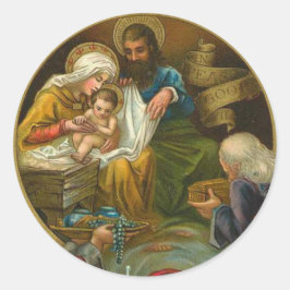 Religiöse Epiphany Jesus Mary Joseph Weihnachten Runder Aufkleber