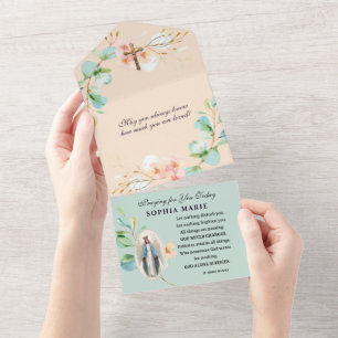 Religiöse Ermutigung Unterstützung Schrift Floral All In One Einladung