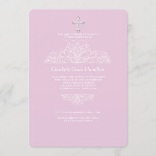 Religiöse Filigree Pink-Einladung Einladung