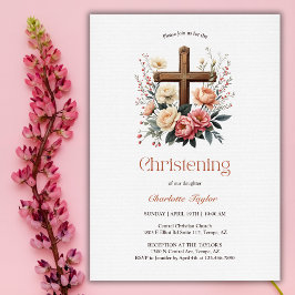 Religiöse, floralkatholische Kreuzmädchen Christen Einladung