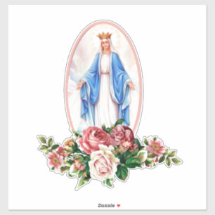 Religiöse gesegnete Jungfrau Mary Floral Wreath V Aufkleber