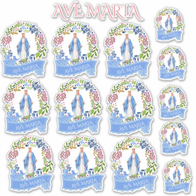 Religiöse gesegnete Jungfrau Mary Floral Wreath Vi Aufkleber (Vorderseite)