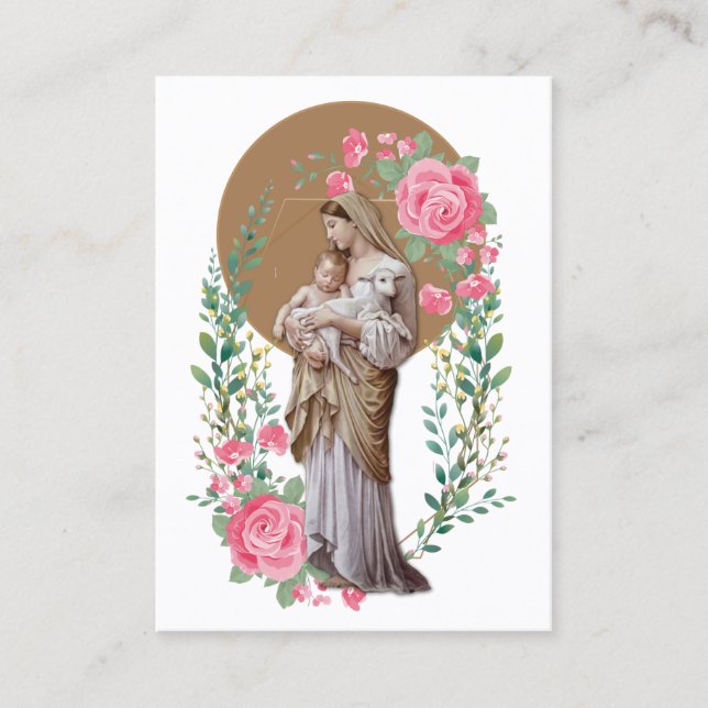 Religiöse gesegnete Jungfrau Mary Jesus Lamb Rose Visitenkarte (Vorderseite)