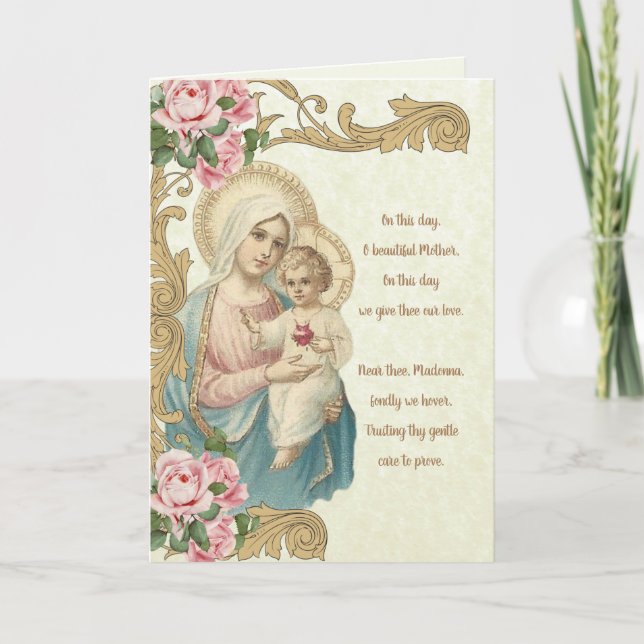 Religiöse gesegnete Jungfrau Mary Jesus Vintag Karte (Vorderseite)