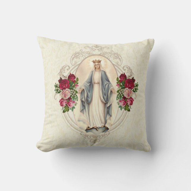 Religiöse gesegnete Jungfrau Mary katholische Rose Kissen (Vorderseite)