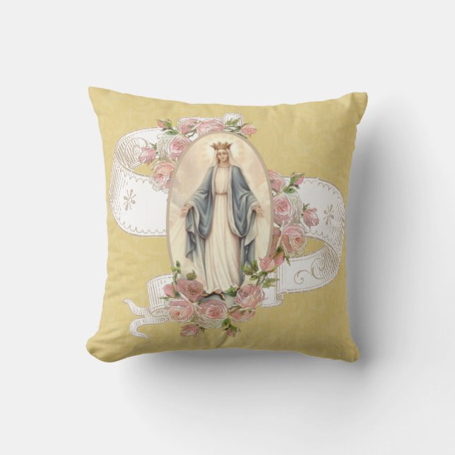 Religiöse gesegnete Jungfrau Mary katholische Rose Kissen (Vorderseite)