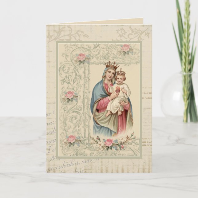 Religiöse gesegnete Jungfrau Mary Vintag Karte (Vorderseite)