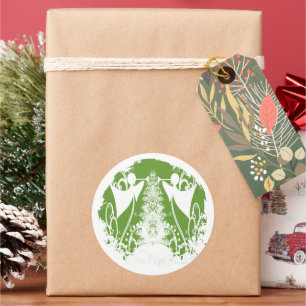 Religiöse Grüne und Weiße Engel Christlich Runder Aufkleber