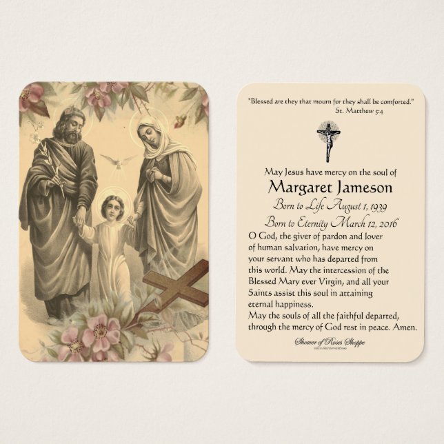 Religiöse Heilige Familie Jesus Mary Beerdigung Ge (Vorne & Hinten)