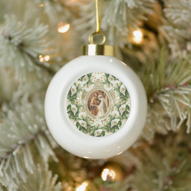 Religiöse Hochzeit Calla Lily Weihnachten Keramik Kugel-Ornament (Baum)