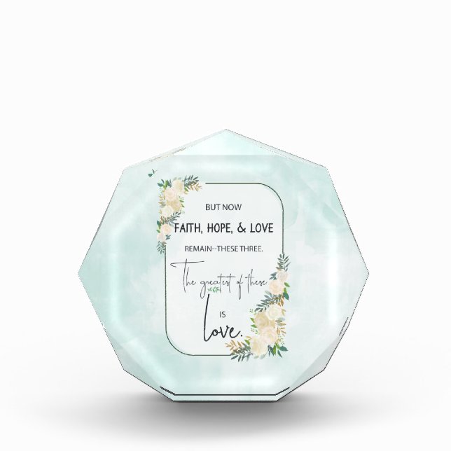 Religiöse Hochzeitstag-Jubiläum Faith Hope-Liebe Fotoblock (Vorderseite)