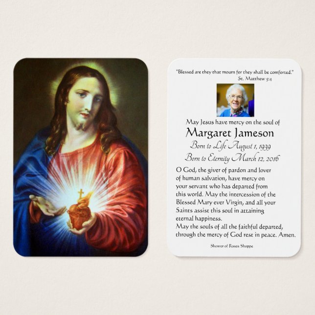 Religiöse Jesu Herz Beerdigung Gedenkstätte Gebet  (Vorne & Hinten)
