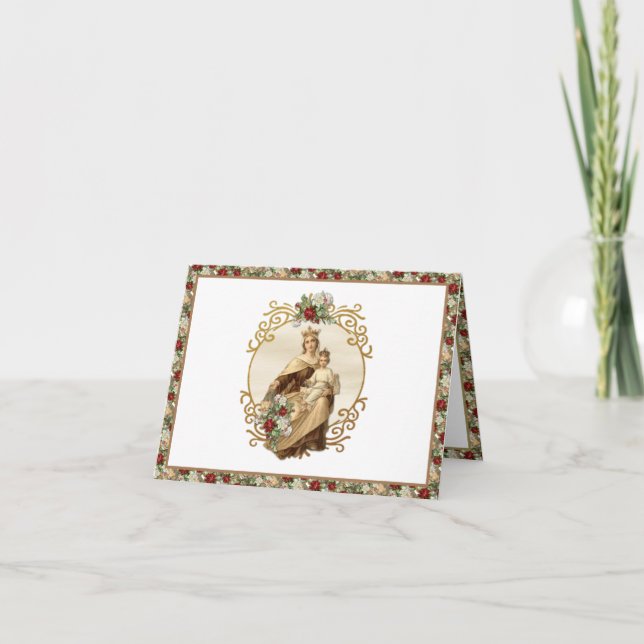 Religiöse Jungfrau Carmel Floral Mary Jesus Dankeskarte (Vorderseite)