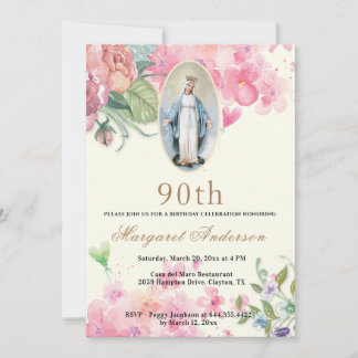 Religiöse Jungfrau Maria Scripture Floral Einladung