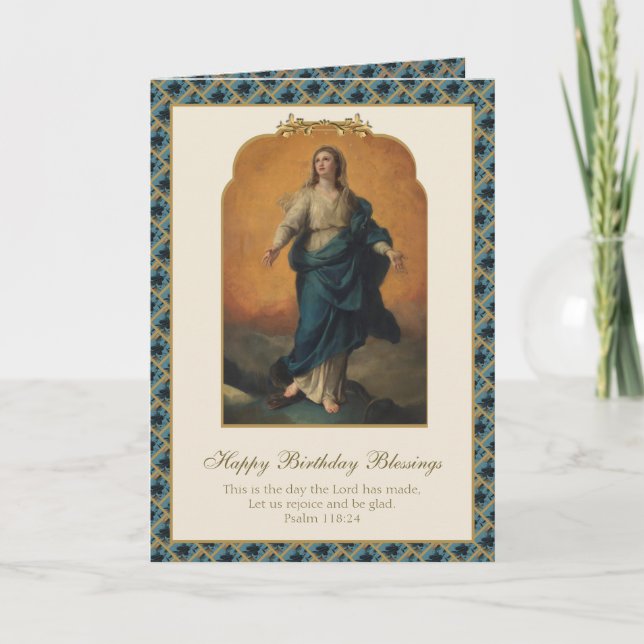 Religiöse Jungfrau Mary Annahme Geburtstag Karte (Vorderseite)