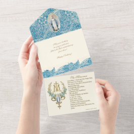 Religiöse Jungfrau Mary Blue Jubiläum Vintag All In One Einladung