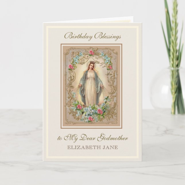 Religiöse Jungfrau Mary floral Godmutter Karte (Vorderseite)