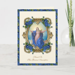 Religiöse Jungfrau Mary floral katholische Annahme Karte