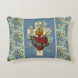 Religiöse Jungfrau Mary Heart Floral Cross   Dekokissen