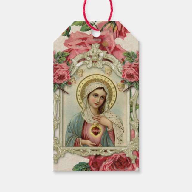 Religiöse Jungfrau Mary imakulieren Herz-Rose Geschenkanhänger (Vorderseite)