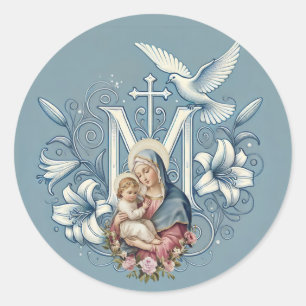 Religiöse Jungfrau Mary Jesus Marian Cross Runder Aufkleber