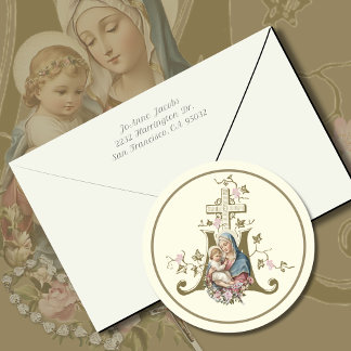 Religiöse Jungfrau Mary Jesus Marian Cross Runder Aufkleber