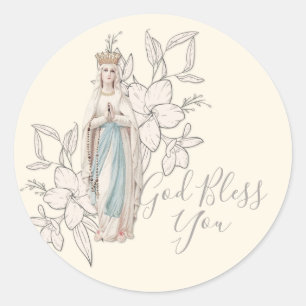 Religiöse Jungfrau Mary Lourdes God Bless You Runder Aufkleber
