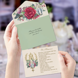 Religiöse Jungfrau Mary Rote Rosen Postalette All In One Einladung