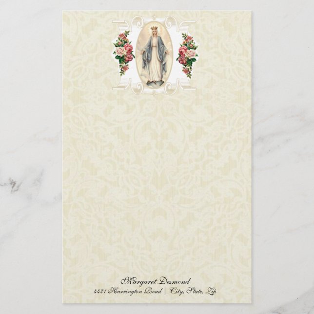 Religiöse Jungfrau Mary Vintag katholische Rose (Vorderseite)