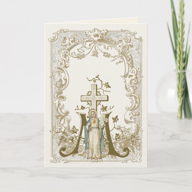 Religiöse Jungfrau Mary Vintag Marian Cross Karte (Vorderseite)