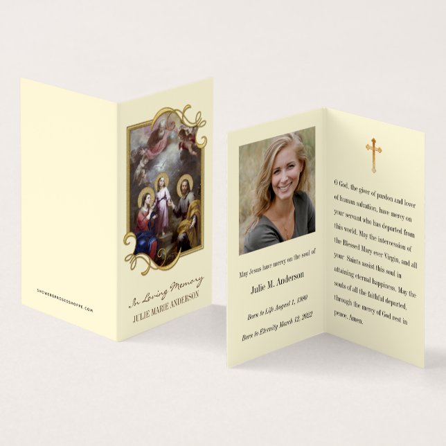 Religiöse katholische Beerdigungskarten Visitenkarten (Innenseite und Außenseite)
