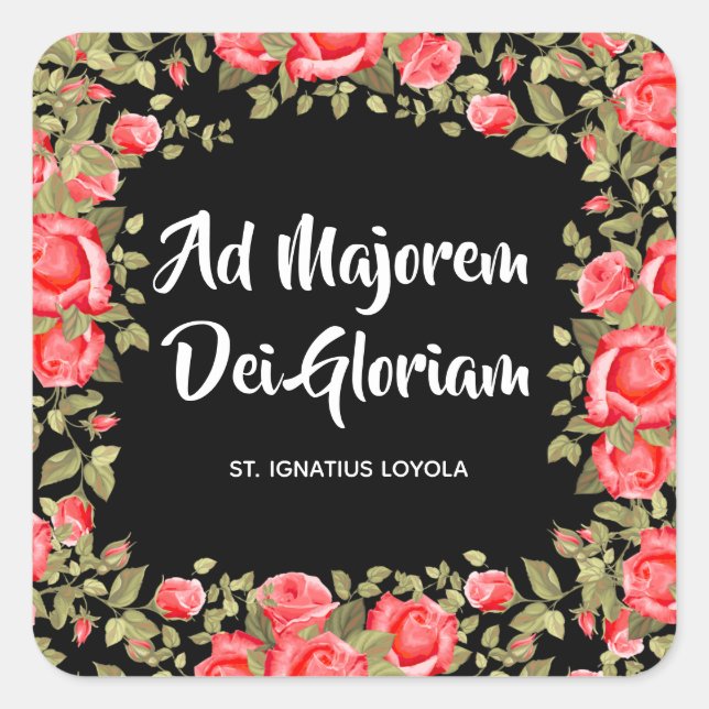 Religiöse katholische Blumenzitat Ignatius Quadratischer Aufkleber (Vorderseite)
