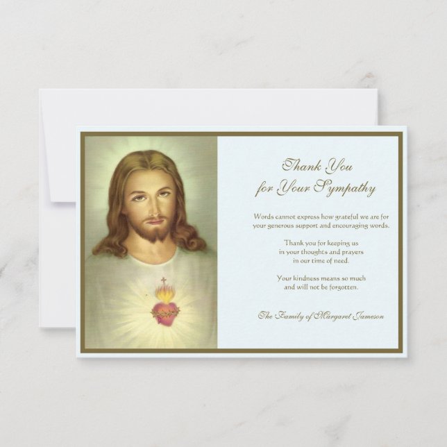 Religiöse katholische Heilige Herz Jesus Beileid Dankeskarte (Vorderseite)