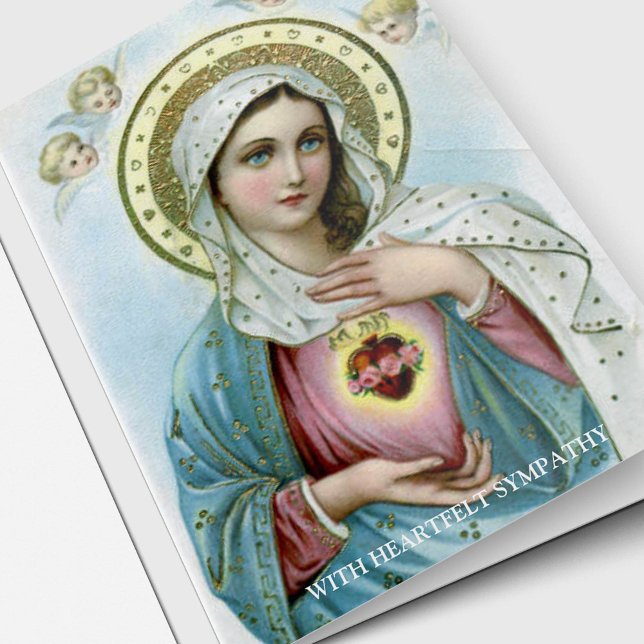 Religiöse katholische Heilige Herz-Maria-Beileid Karte (Religious Catholic Heartfelt Mary Sympathy Funeral Thank You card)