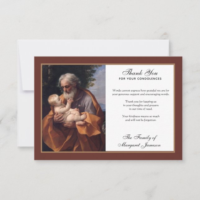 Religiöse katholische Heilige Joseph Jesus Beileid Dankeskarte (Vorderseite)