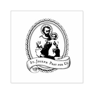 Religiöse katholische Heilige Joseph und Kind Jes Gummistempel