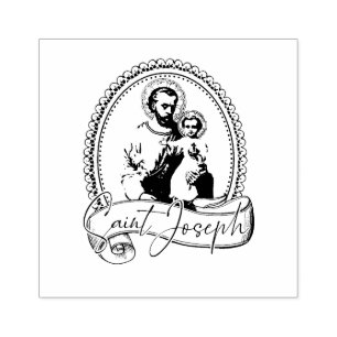 Religiöse katholische Heilige Joseph und Kind Jes Gummistempel