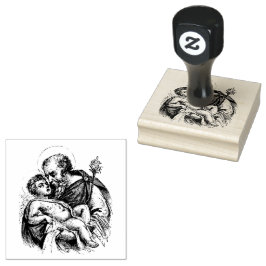 Religiöse katholische Heilige Joseph und Kind Jesu Gummistempel