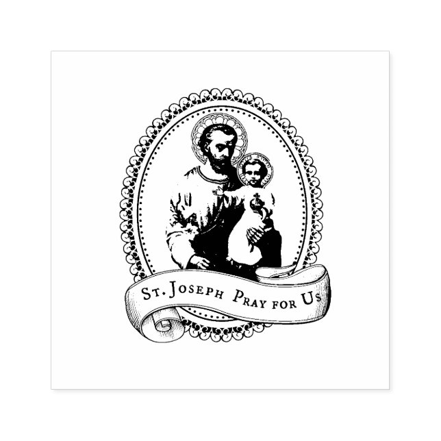 Religiöse katholische Heilige Joseph und Kind Jesu Gummistempel (Prägung)