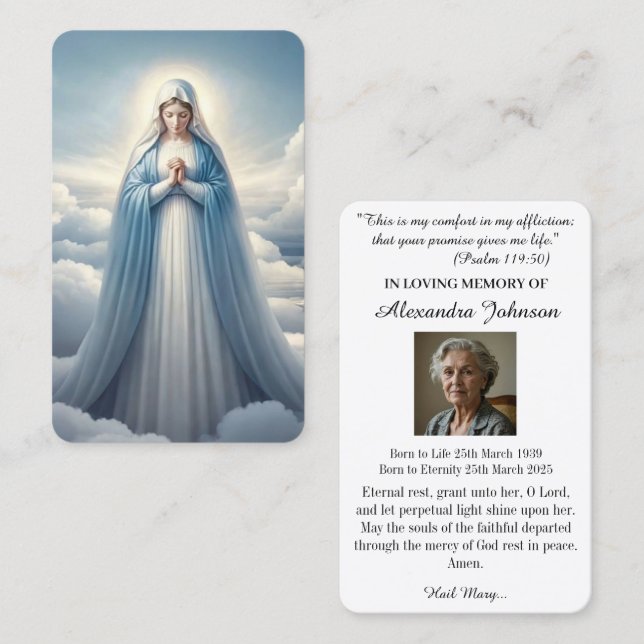 Religiöse katholische Jungfrau des Gebets Mary Visitenkarte (Vorne/Hinten)