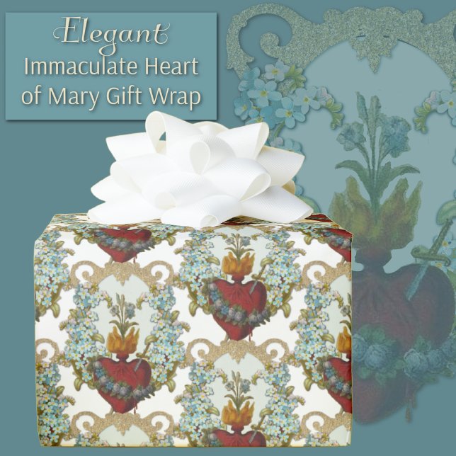 Religiöse katholische Jungfrau Maria imakulieren H Geschenkpapier (Traditional Catholic Sorrowful and Immaculate Heart of Mary Gift Wrap)