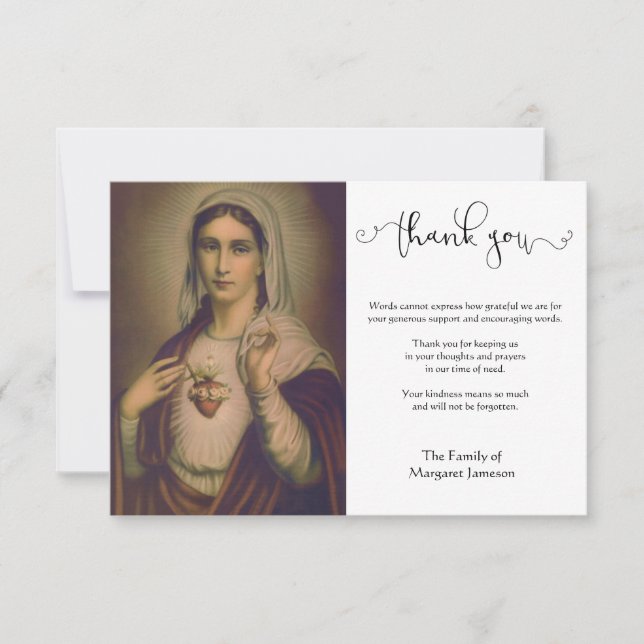 Religiöse katholische Jungfrau Mary Beileid Dankeskarte (Vorderseite)