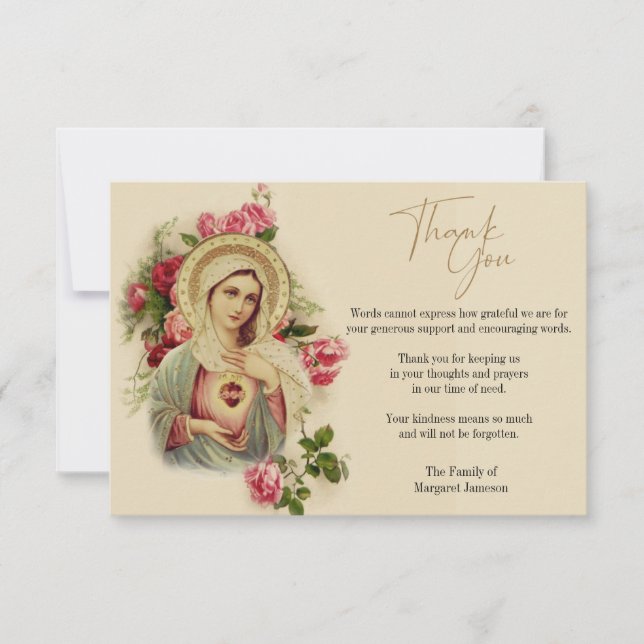 Religiöse katholische Jungfrau Mary Condolence Dankeskarte (Vorderseite)