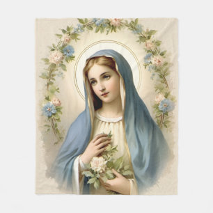 Religiöse katholische Jungfrau Mary Floral Fleecedecke