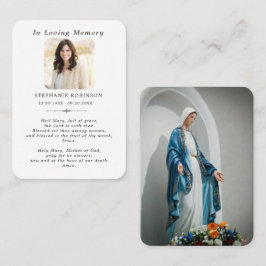 Religiöse katholische Jungfrau Mary Funeral Prayer Visitenkarte