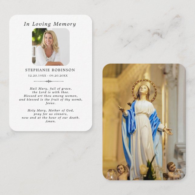 Religiöse katholische Jungfrau Mary Funeral Prayer Visitenkarte (Vorne/Hinten)